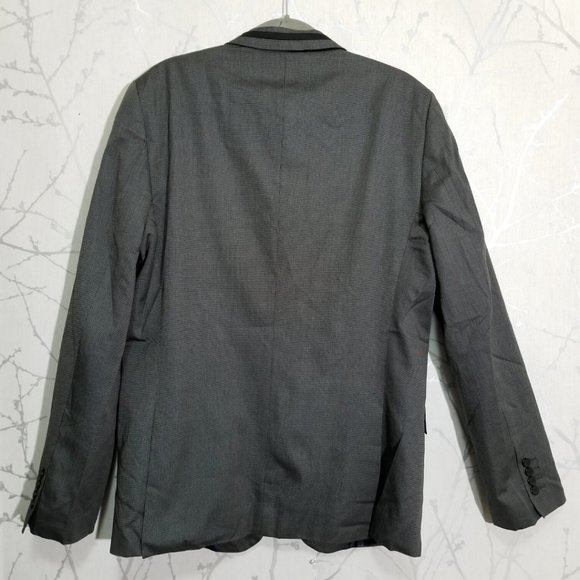 Zara Man NWT $199 Charcoal Gray Oxford Weave 2 Button Blazer Jacket - Picture 3 of 5